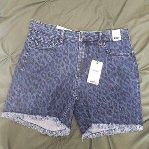 Judy Blue Dark Blue Leopard Print Jean Shorts